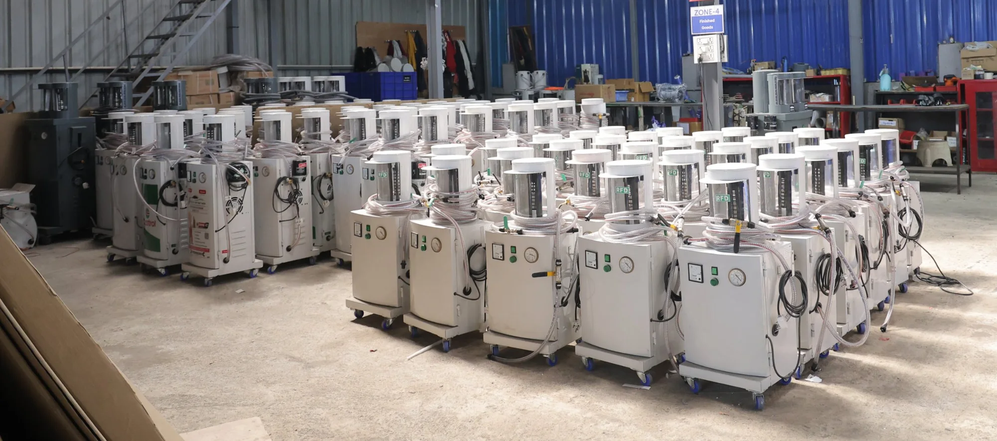Finished Rock Engines oil change machines at the Ujjain facility