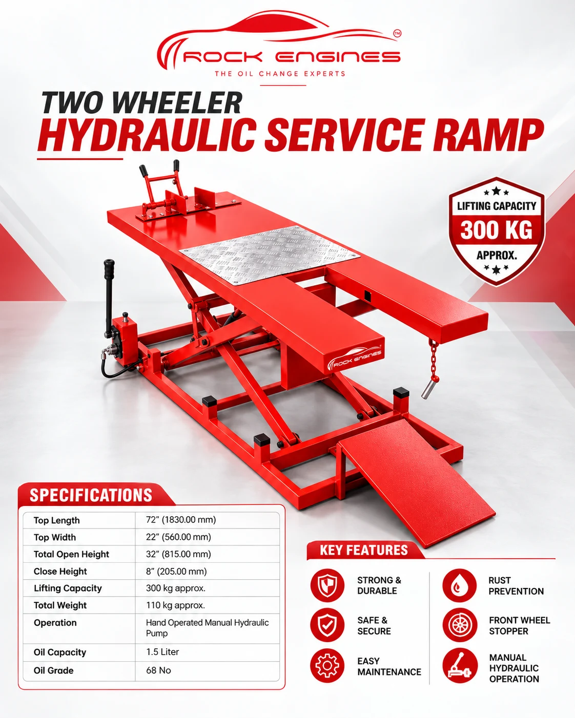 Hydraulic bike ramp specifications
