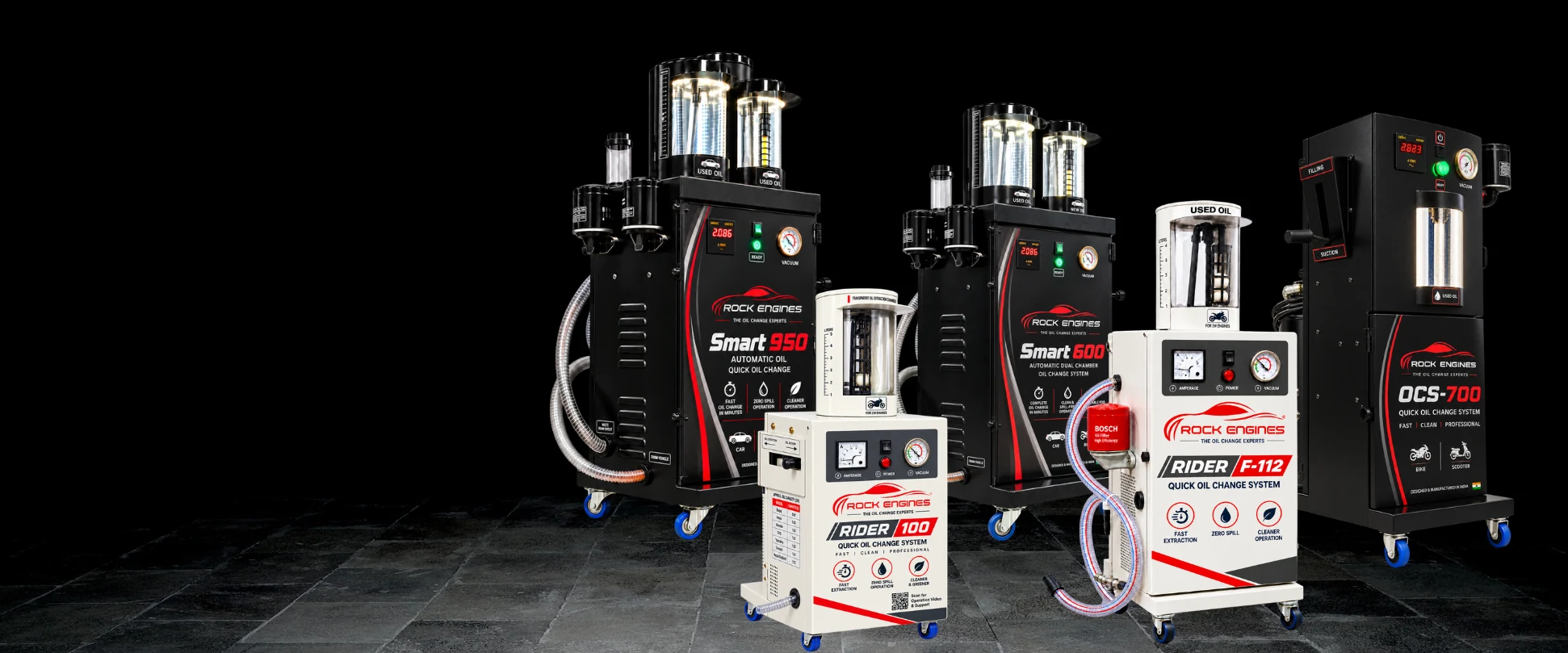 Rock Engines range of quick oil change machines