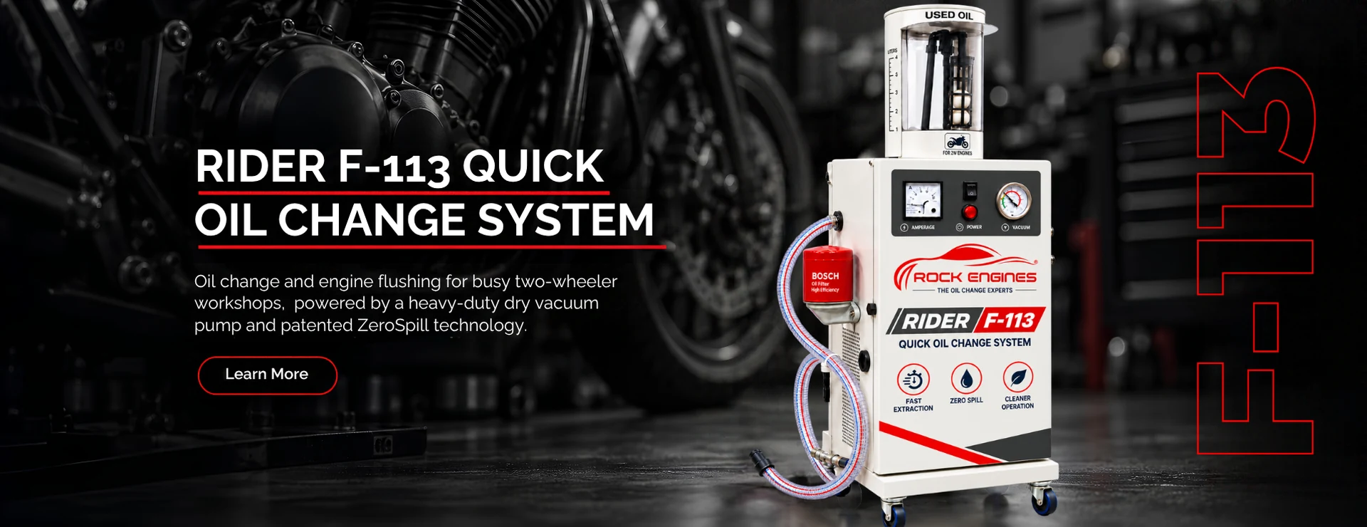 Rider F-113 quick engine oil change machine